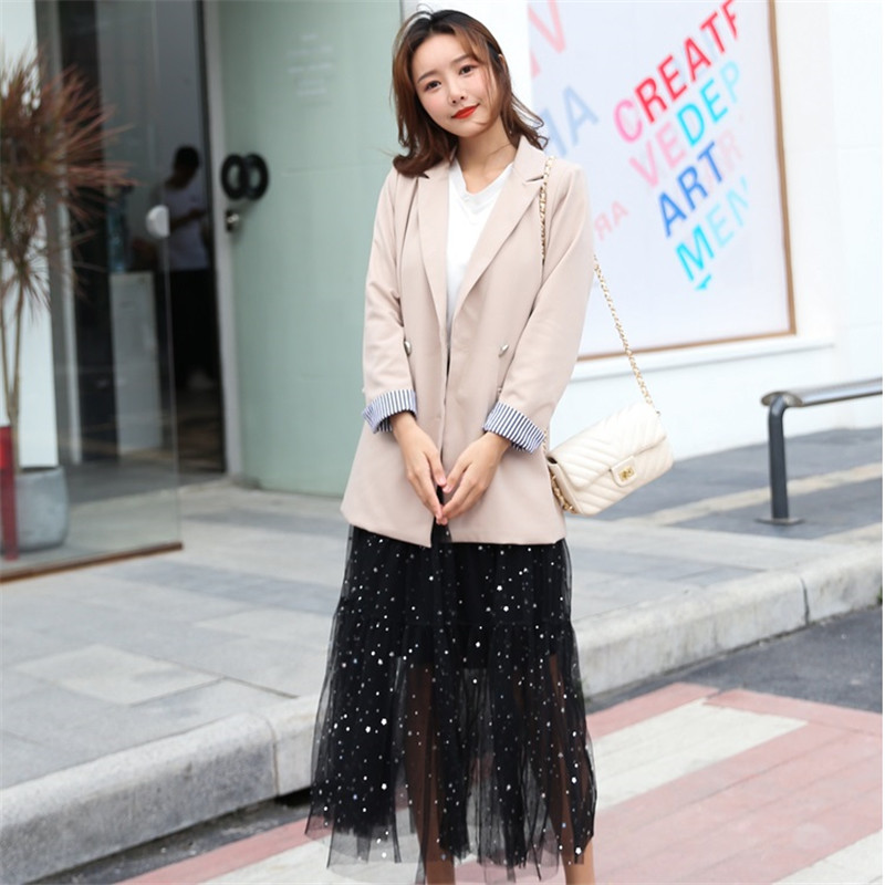 

Good Quality British Style Blazer Women Double-breasted Autumn Winter Jacket Notched Suits Coat Loose Casual Long Sleeve Office, Picture color