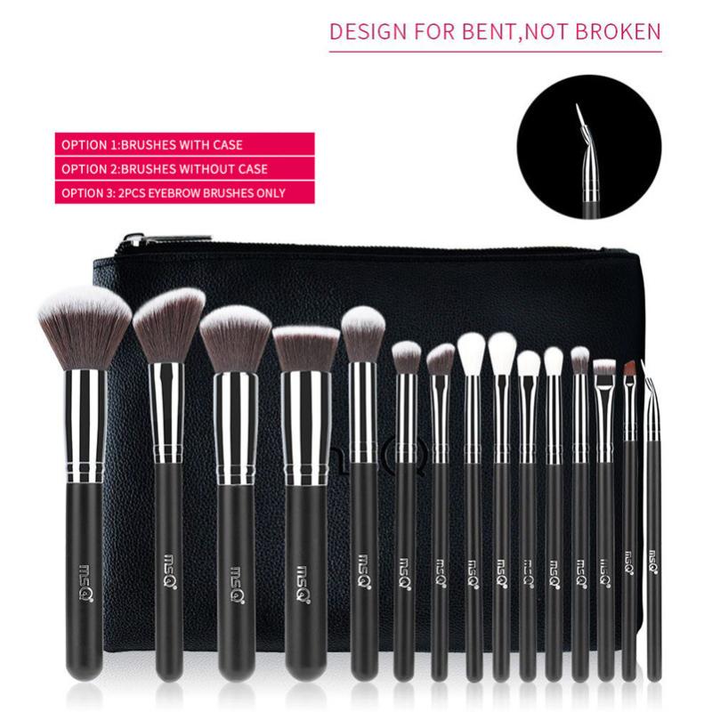 

MSQ Pro 15pcs Makeup Brushes Set Foundation Shadow Powder Make Up Cosmetic Synthetic Hair Brushes With PU Leather YA250