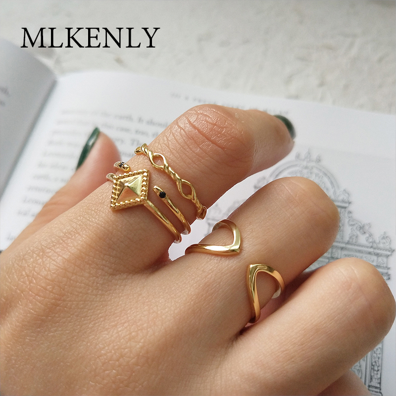 

3 Styles 100% 925 Sterling Silver Geometric Line Winding Shape Open Rings For Women Creative Design Lady Fashion Jewelry