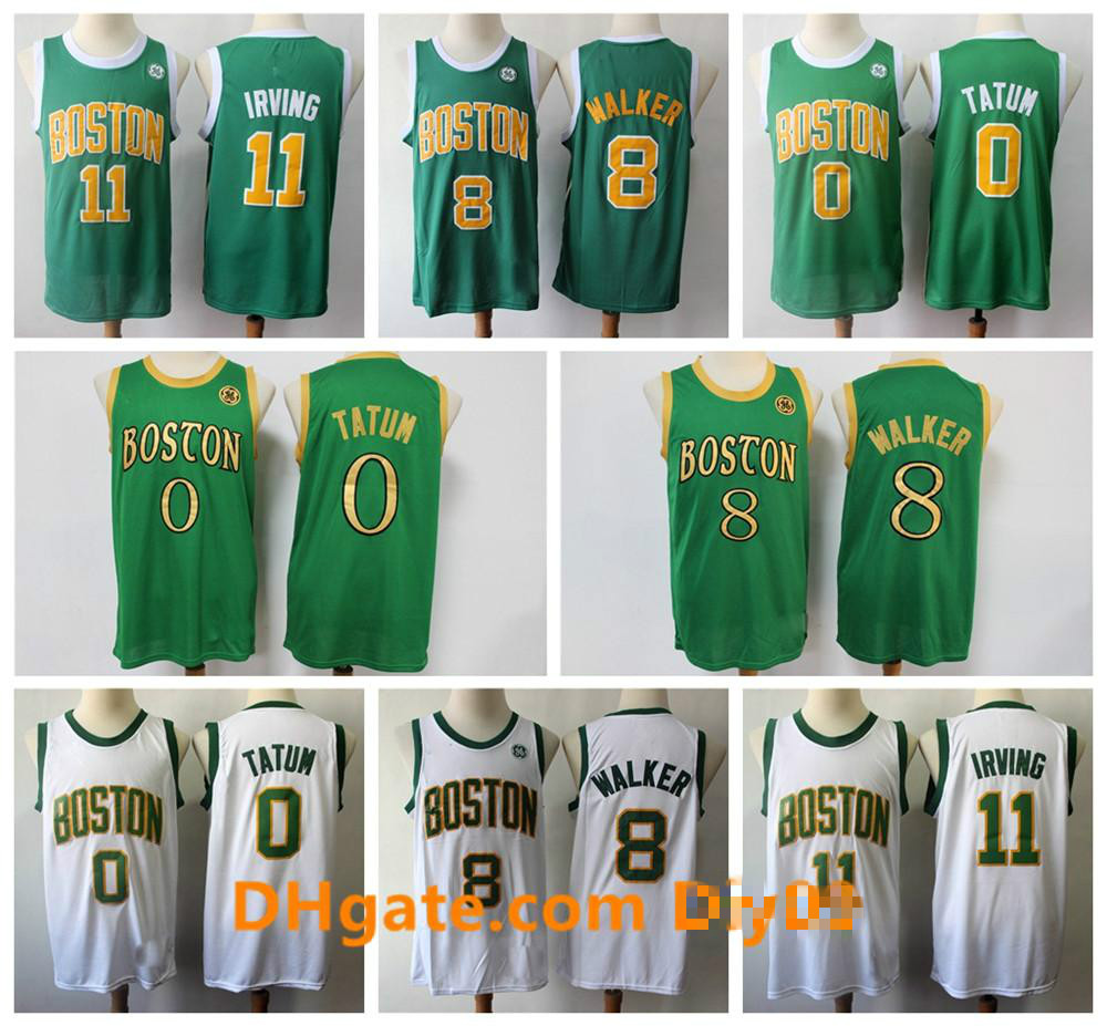 

Mens 0 Jayson Tatum Boston Celtics Jersey City Green White Edition 8 Kemba Walker Majestic 11 Kyrie Irving Vintage Basketball Jersey, Black;red