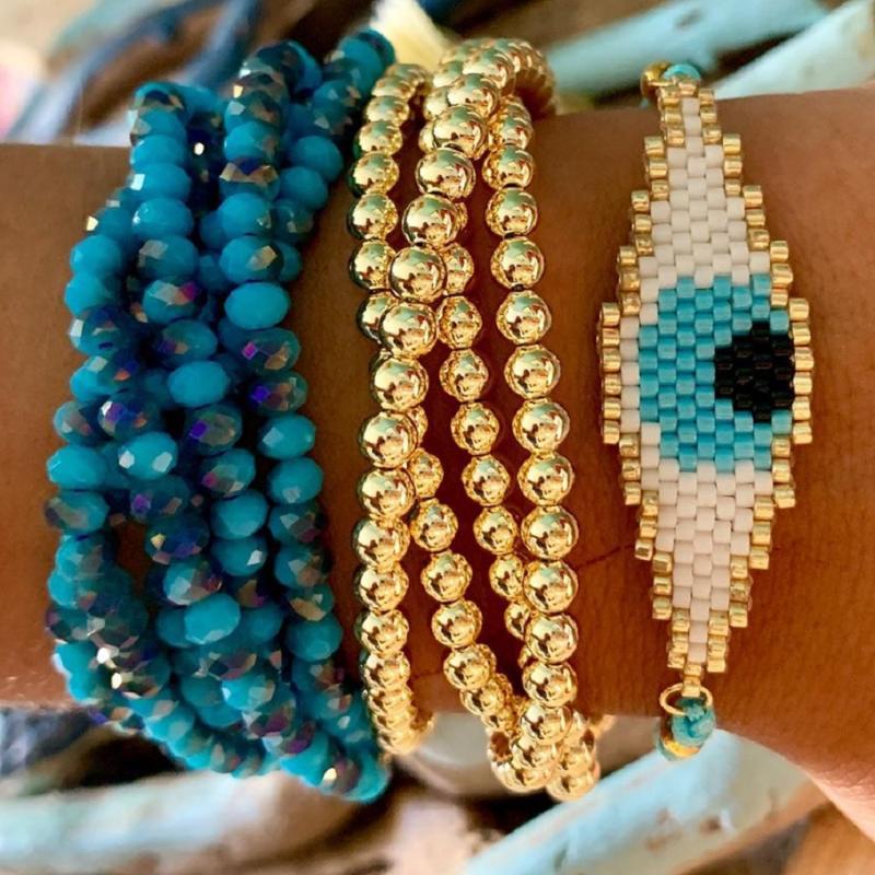 

SHINUSBOHO 2020 New Turkey MIYUKI Bracelet Lady Evil Eyes Puseras Mujer Moda Joyeria Bracelet Femme Jewelry Stainless Steel Bead