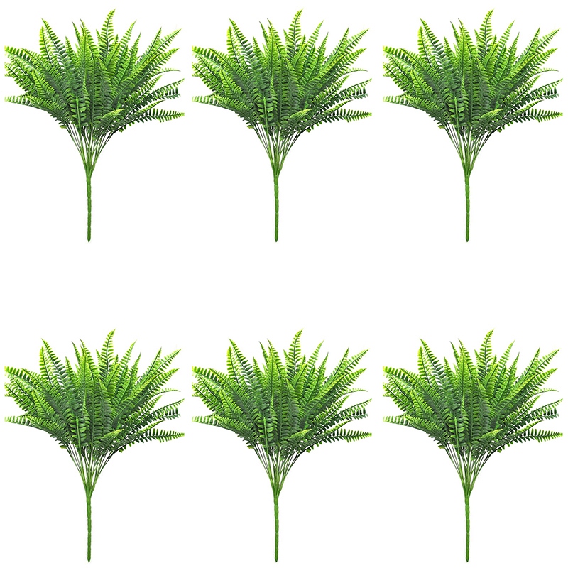 

18 PCS Artificial Fern Plants - Artificial Boston Fern Bush Faux Indoor Outdoor UV Resistant Greenery Shrubs Fake Plants