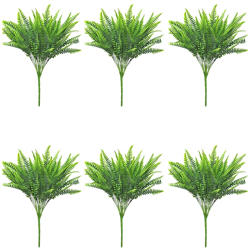 

18 PCS Artificial Fern Plants - Artificial Boston Fern Bush Faux Indoor Outdoor UV Resistant Greenery Shrubs Fake Plants, Green