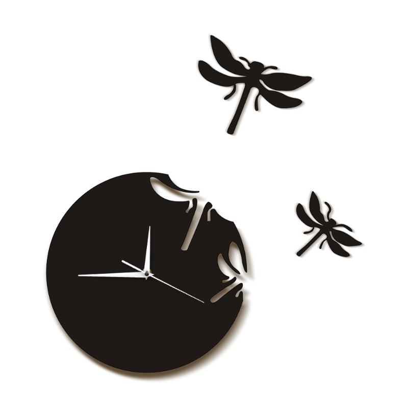 

Popular Creative Living Room Decoration DIY Acrylic Hanging Clock European-Style Simple Dragonfly Wall Stickers Clock