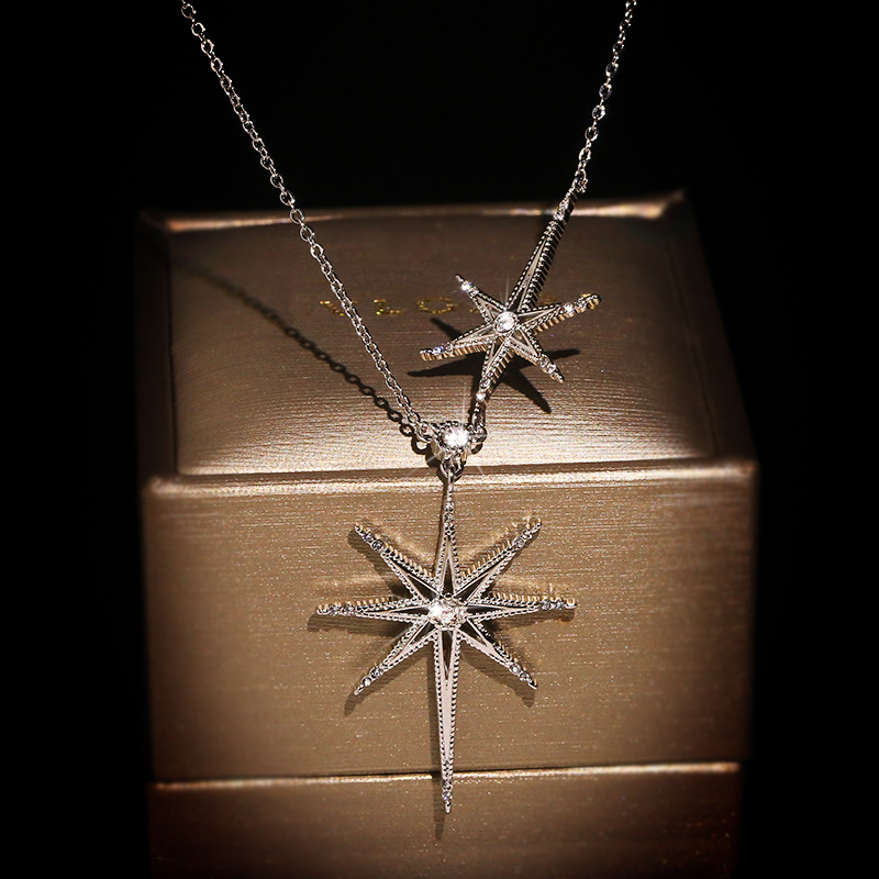 

2020 Ladies Summer Jewelry High Quality Pendant Necklace for Women Geometric Hexagram Zircon Charms Necklace Gift