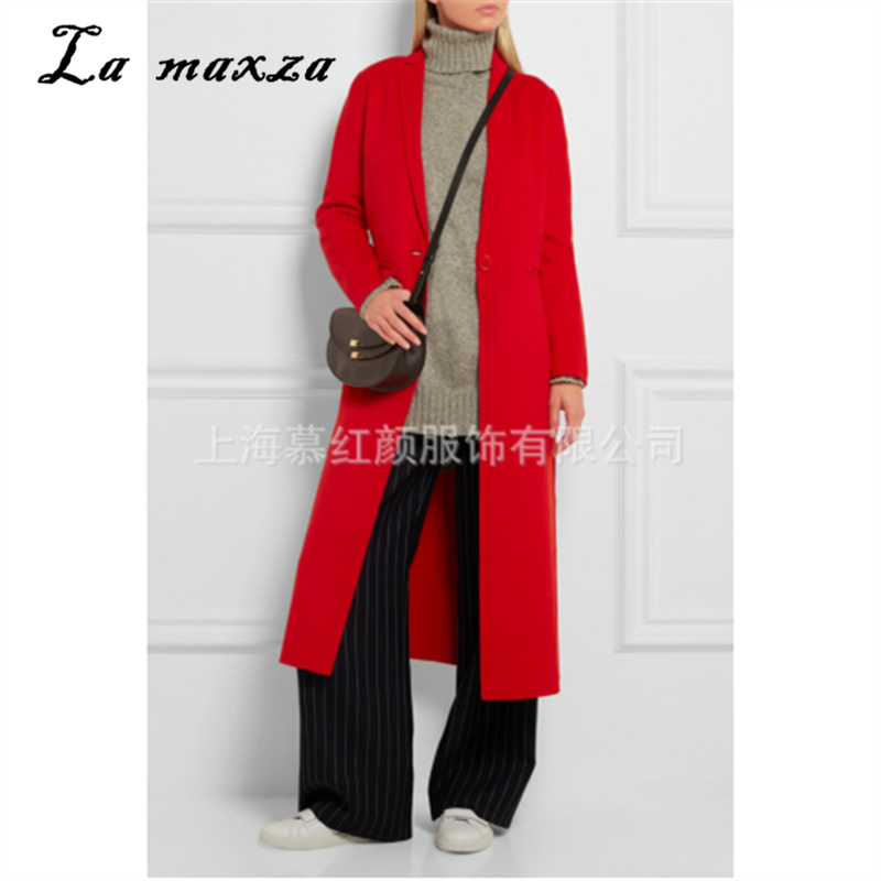 

Winter Slim Fit Red Plus Size Coat Cashmere Casual Fashion Ladies Long Coat 2020, As pic