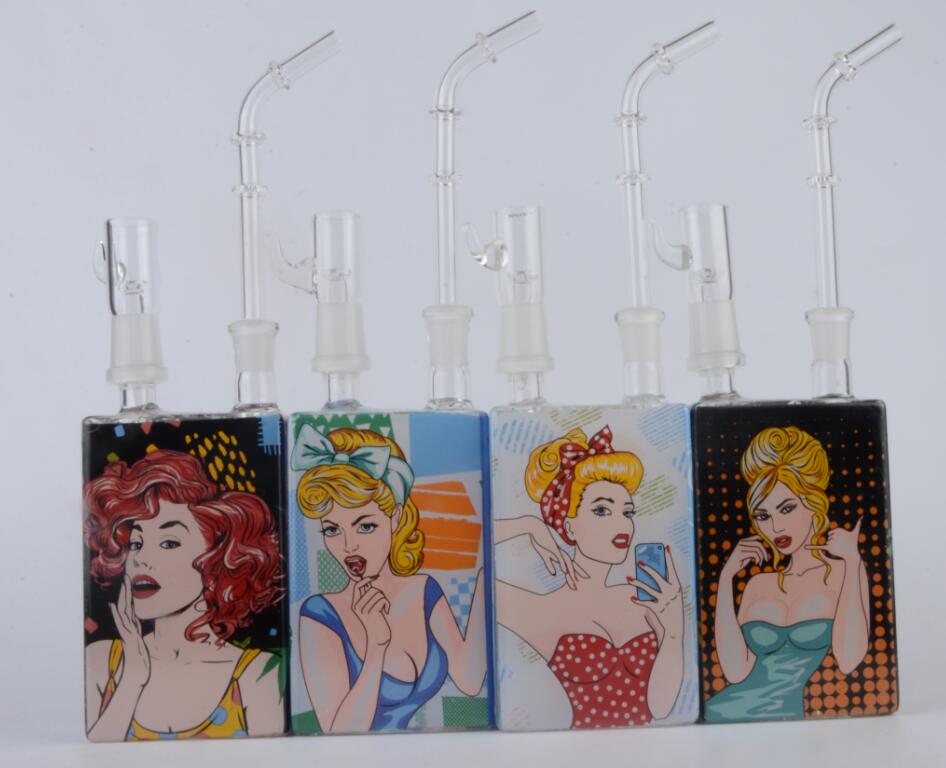 

R&M Box Dab Bong Recycler rig thick Glass clear Perc Oil Rigs water Pipes with 14 mm joint