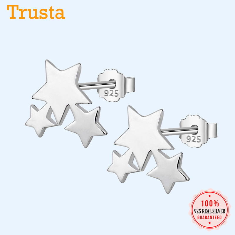 

Stud Trusta 100% 925 Sterling Silver Women's Jewelry Fashion Cute Small Stars Earrings Gift For School Girls Teens Lady DS85