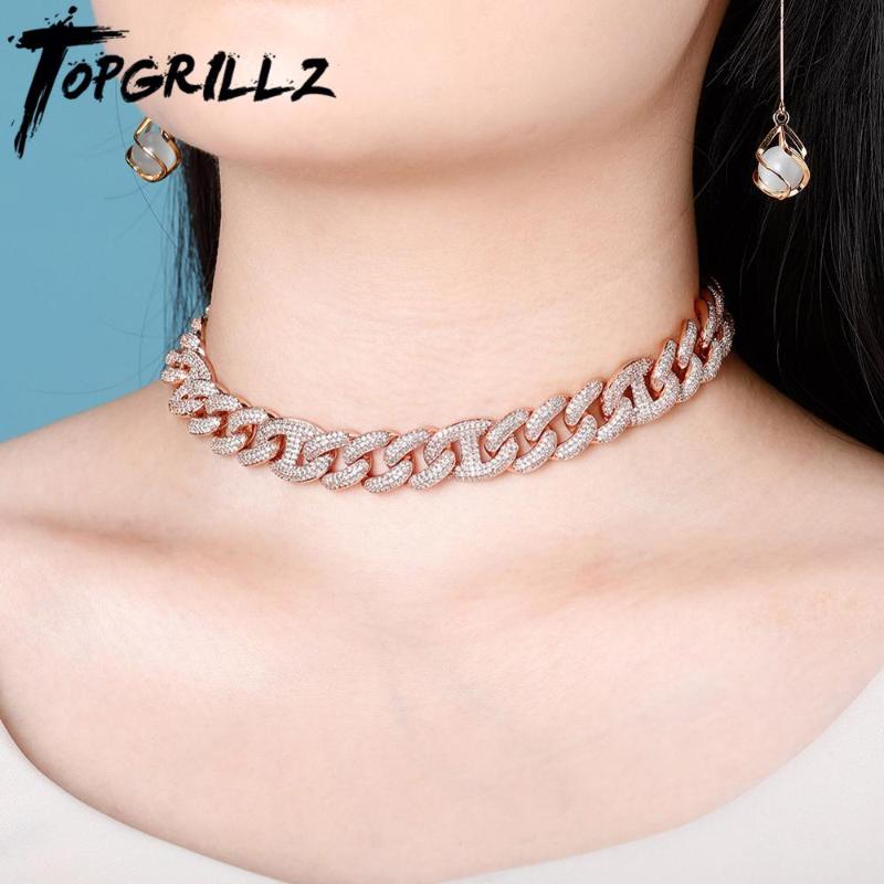 

TOPGRILLZ 14mm Chokers Necklace Miami Box Clasp Cuban Link Chain Necklace Hip Hop Fashion Jewelry Gift For Women 14"15