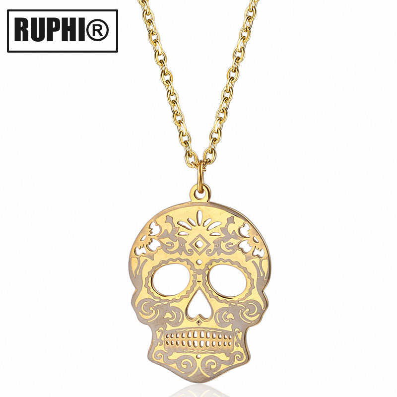 

Mexican Dia De Los Muertos Day of the Dead Floral Skull Candy Sugar Skull Halloween Decor pendant necklace jewelry