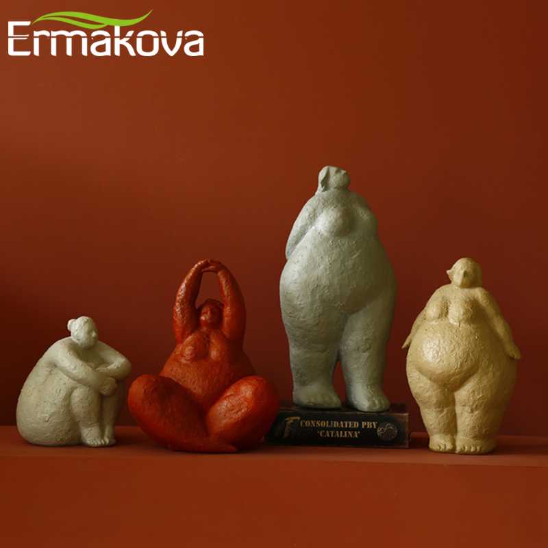 

ERMAKOVA Resin Abstract Fat Lady Figurine Nordic Woman Statue Living Room Furniture Crafts Gifts Ornament Home Decoration