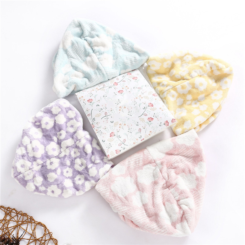 

Towel Winter Thicken Printing Half Moon Hair Dryer Cap Water Absorption Adult Child Coral Fleece Home Textile, As pic