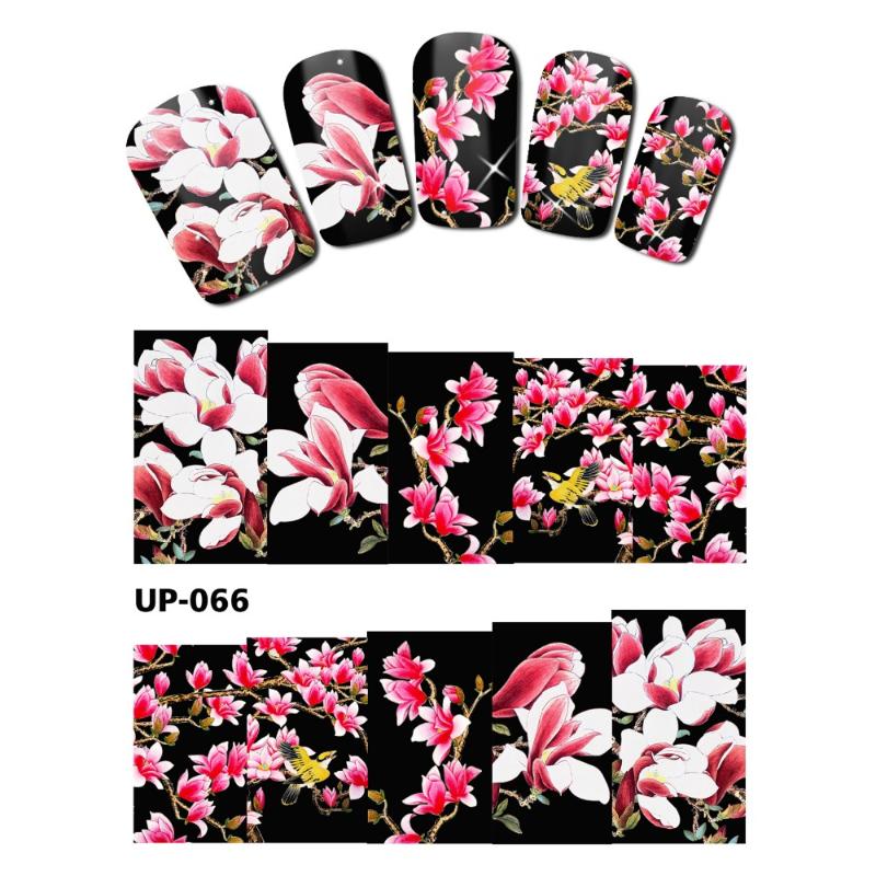 

UPRETTEGO NAIL ART BEAUTY TATTOO WATER TRANSFER DECAL SLIDER WATER COLOR PAINTING MUSK ROSE PERIWINKLE ROSE OF UP061-066