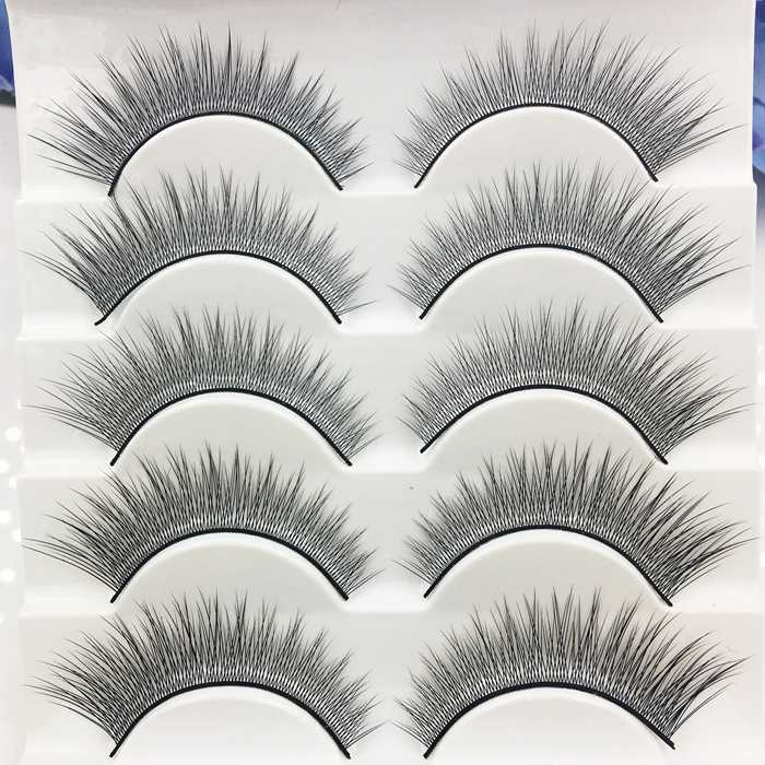 

YOKPN New 3D Natural Cross False Eyelashes Long-Tailed Eye Cotton Lashes Eyelashes Acrylic Big Fake Makeup 5 Pairs