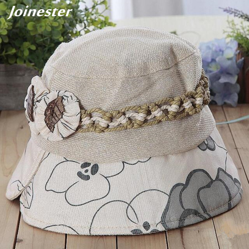 

Women's Vintage Cotton Hat Summer Beach Bucket Hat For Ladies Foldable Travel Sun with Brim Fisherman Caps Sun Protective, Beige