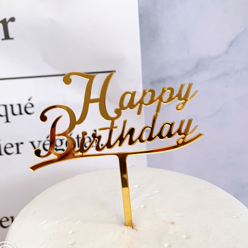 

Birthday Party Decoration Cupcake Happy Birthday Cake Topper Supplies Acrylic Baking Cake Insert Decor Top Flag