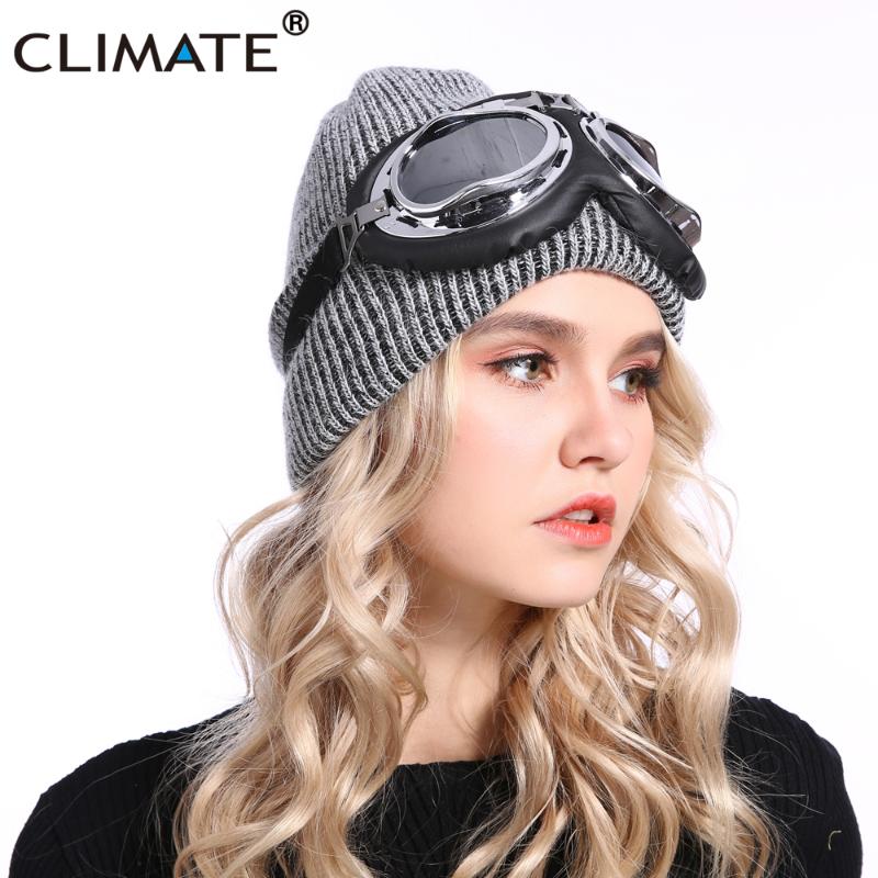 

CLIMATE Sports Ski Goggles Cap Wool Knitted Thermal Warm Autumn Winter Heat Keeper Ear Snow Cold Protector Sports Cap, White