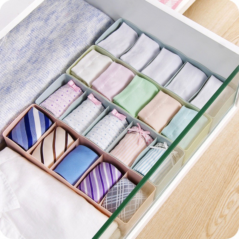 

Unique 5-grids Underwear Storage Box Socks Storage Box Stackable Drawer Finishing Multi-purpose organizer N .