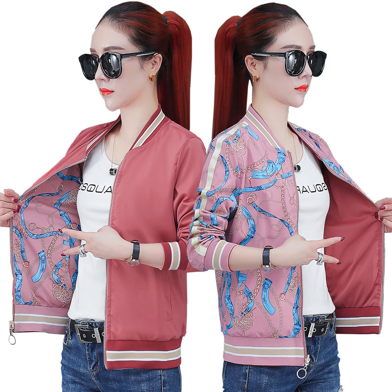 

Women Spring Jacket Elegant Plus size Loose Coats Fashion Female Facket 2020 New Women's Autumn Sports Coat OK205, Pink