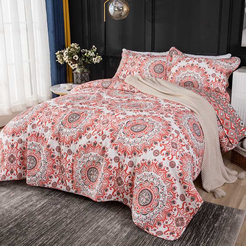 

Comforters & Sets CHAUSUB Bedspreads For Bed Quilt Set 3PCS Orange Print Cotton Quilts Cover Pillowcase  Queen Size Coverlet Blanket