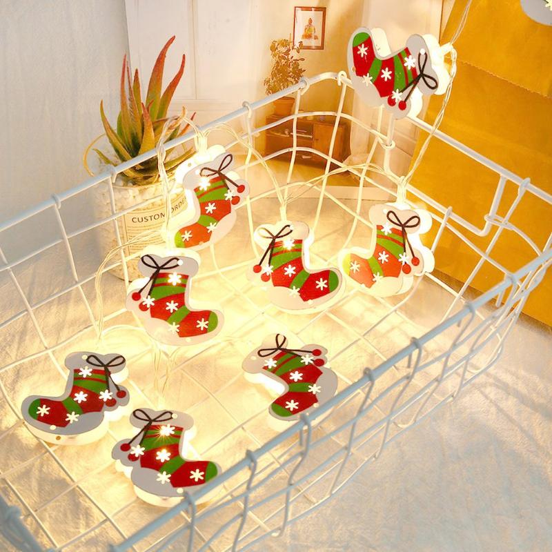 

10LED Christmas stocking Lights Mental Fairy Lights Outdoor For Christmas Party Wedding Holiday Atmosphere Decoration