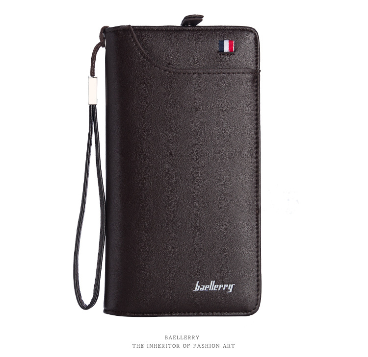 

Men's Long Wallet Men's Zip Wallet Luxury Business Hand Bags Large Capacity Mobile Phone Bag Purse, Black