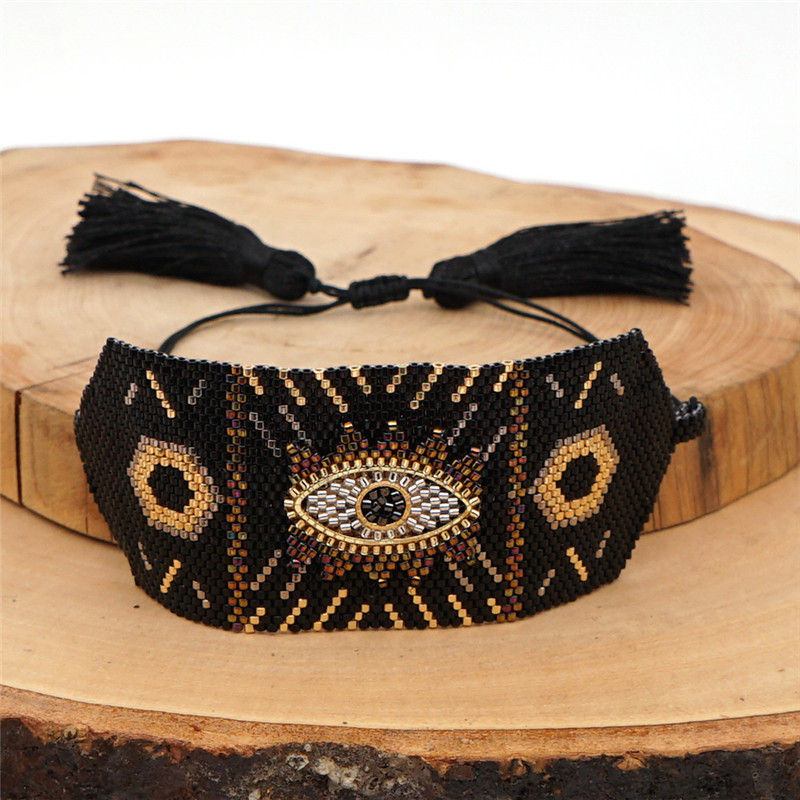 

2020 Handmade Tassel Eye Bracelets For Women MIYUKI Black Bead Bracelet Bangles Friendship Bohemian Jewelry Gifts