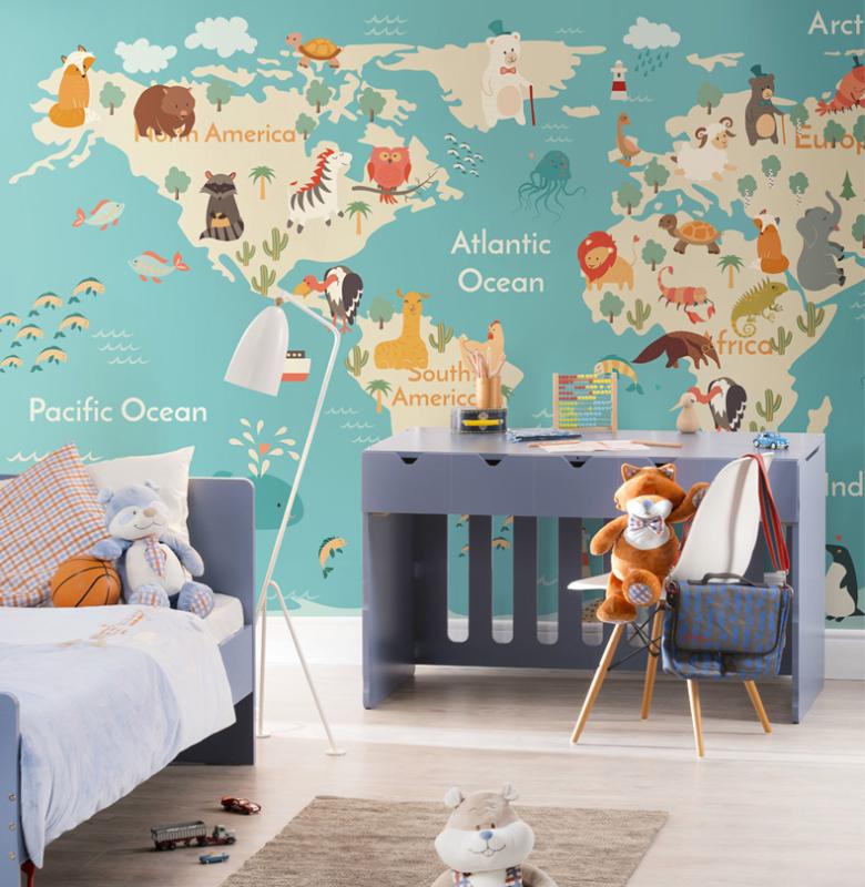 

Bacaz Original Animal 3d Cartoon Mural Wallpaper for Child Baby Room Kindergarten 3d Cartoon Wall Mural Wall paper