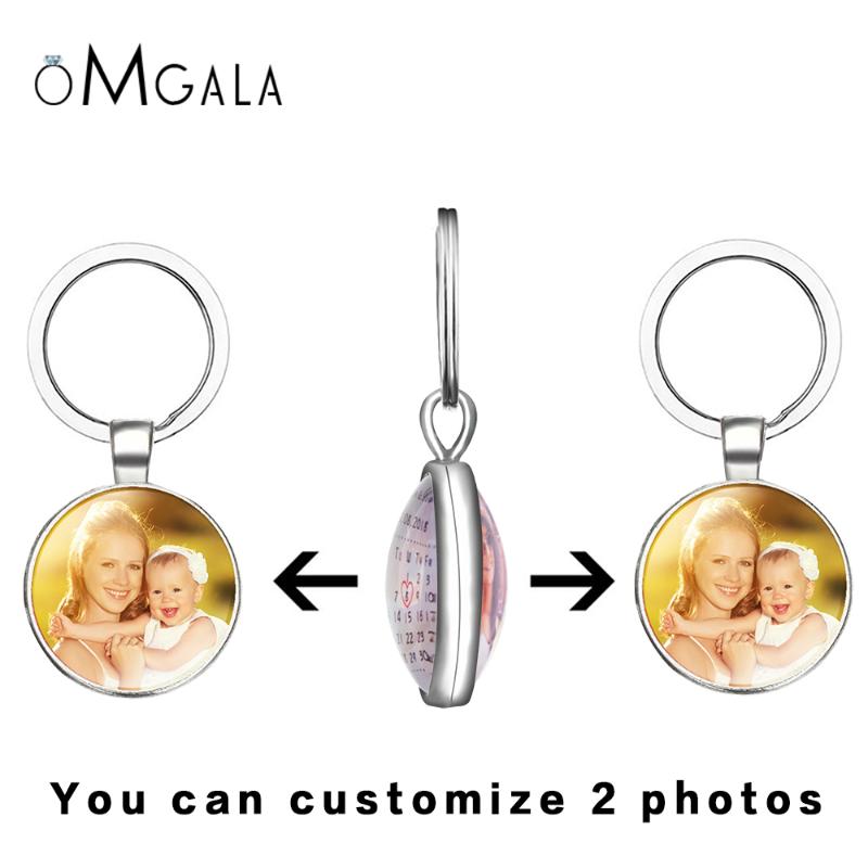 

OMGALA Double Sides Handmade Personalized Custom Keychains Baby Family Lover Photo Keyrings Key Chain Rings Holder Wedding Gift