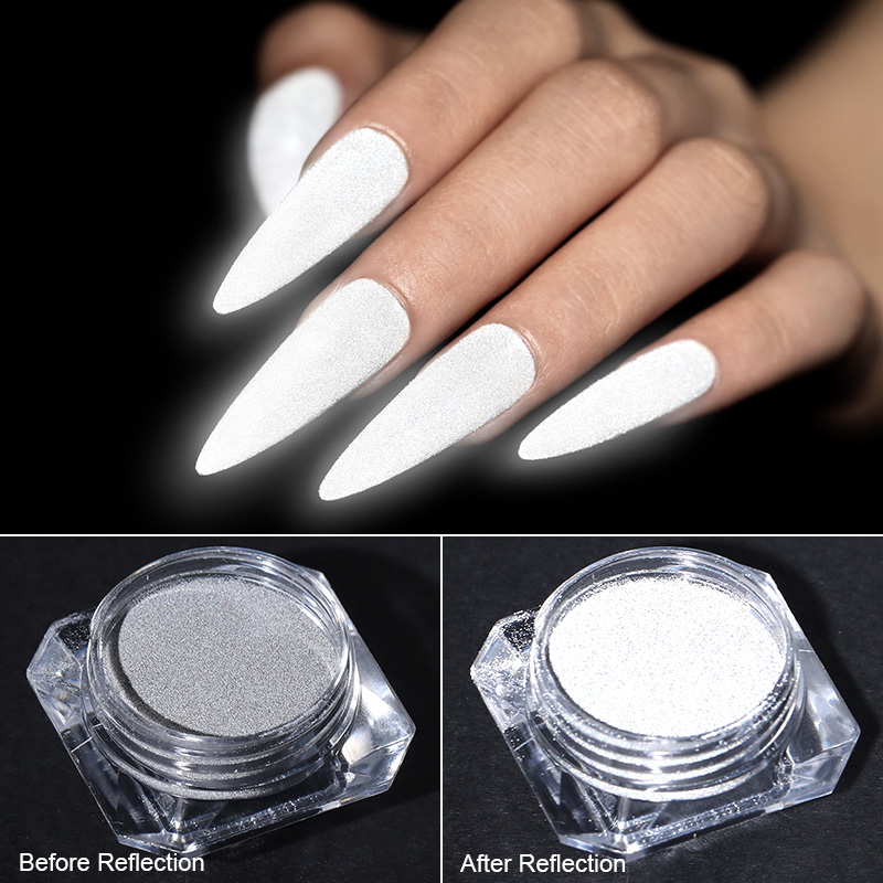 

1 Box Reflective Nail Glitter Powder Shiny Dust Glow In The Dark For Bar Disco Sparkling Pigment Fluorescent Nail Art Decoration