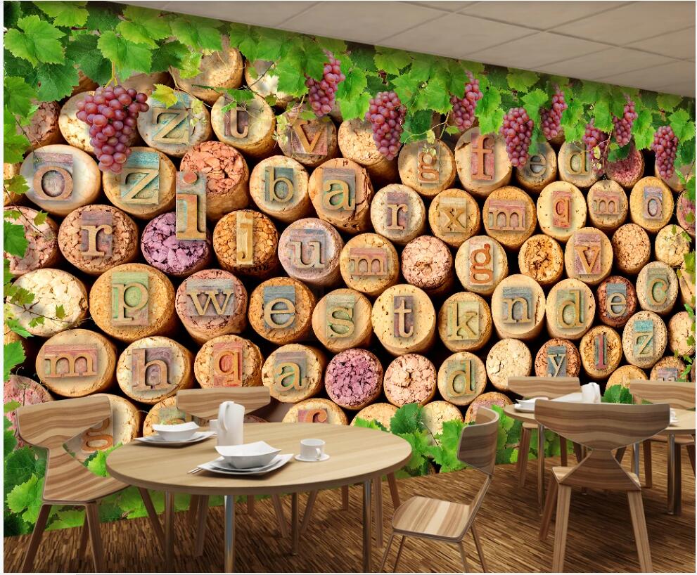 

3d wallpaper custom photo mural Vines wood board 3D English alphabet combination restaurant bar 3d wall murals wallpaper for living room, Non-woven wallpaper