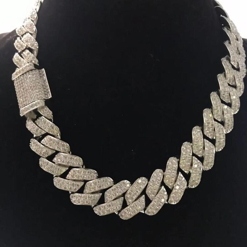 

Iced out prong cuban chain for men hiphop 2 rows cuban chain