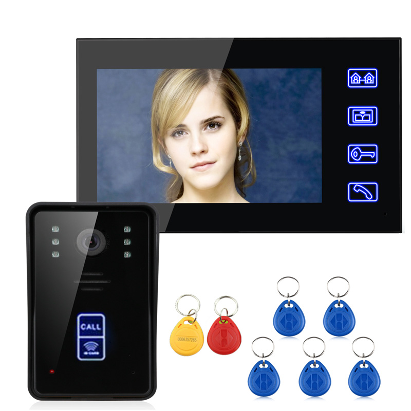 

Free Shipping!ENNIO 7" RFID Video Door Phone Intercom Doorbell Touch Button Remote Unlock Night Vision