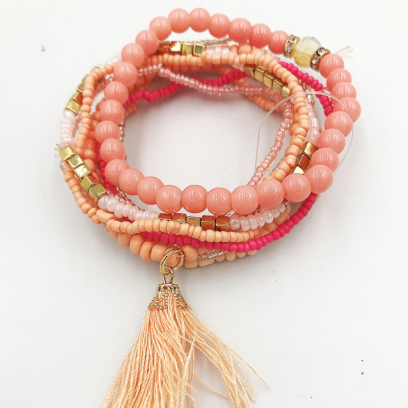 

HanJing 2020 New Bohemian Jewelry MutiLayer Beads Bracelets & Bangles for Women Elastic Strand Pulseras Mujer Femme Bijouterie