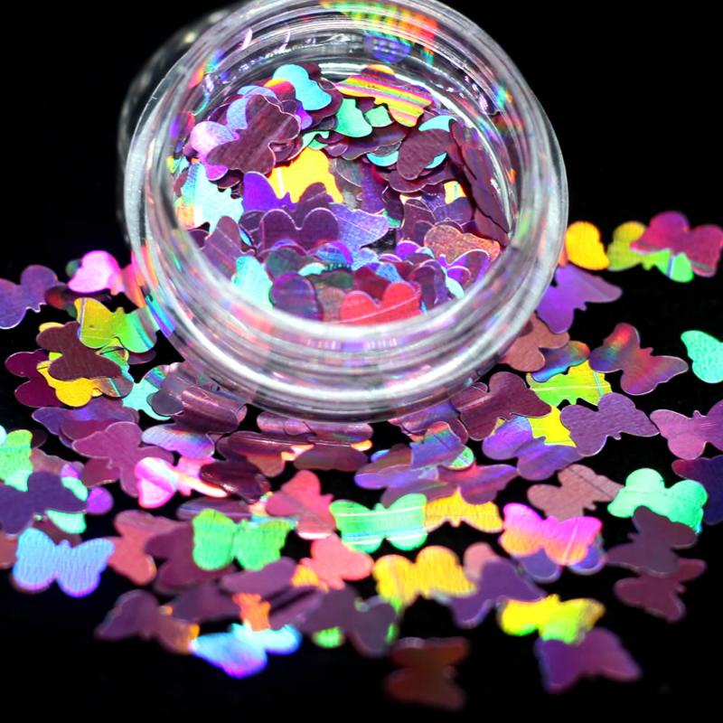 

1Box Sparkly Color Butterfly Nail Sequins Paillette Mixed Neon Holo Laser Nail Glitters 3D Flakes Slices Art Decorations K3