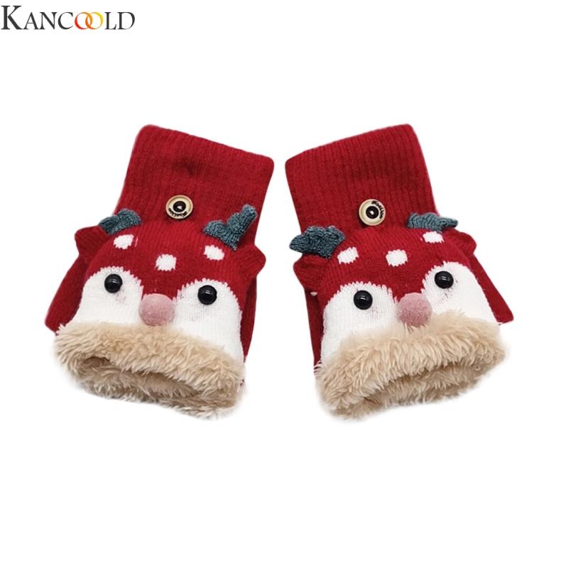 

Five Fingers Gloves KANCOOLD 1 Pair Fashion Men Women Winter Keep Warm Knitted Convertible Flip Top Fingerless Mittens Comfortable