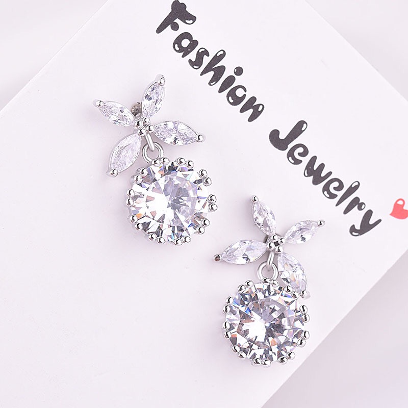 

MENGYI Hot Selling Exquisite 9 2 5 Jewelry Flower Shiny Cubic Zirconia Drop Earrings For Women Bride Luxury Wedding Earrings