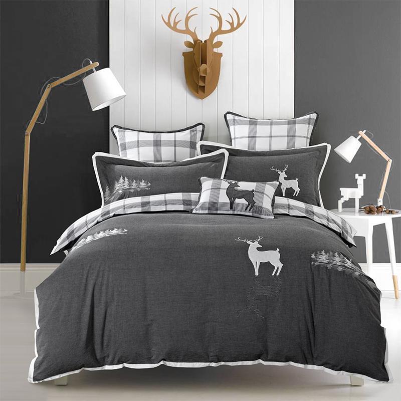 

Bedding Sets 42 4Pcs Cotton Soft Bed Sheet Set Grey Deer Sets/Bed Cover Queen King Size Duvet Pillowcase Gifts, 11