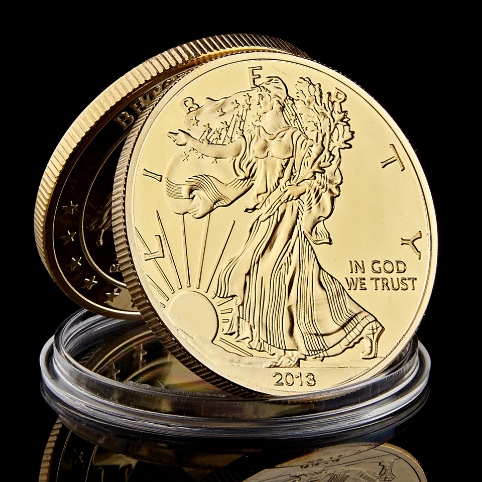 America 2013 Liberty 999 Fine Gold Plated In God We Trust Freedom 24k Souvenir Coin 40mm In Diameter Free Shipping-image-583000040