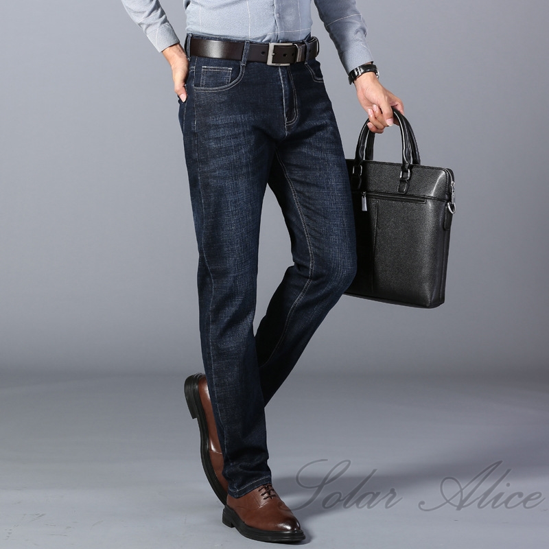 

Free shipping 2020 men's spring and autumn new straight jeans youth simple stretch casual pants, Dark blue