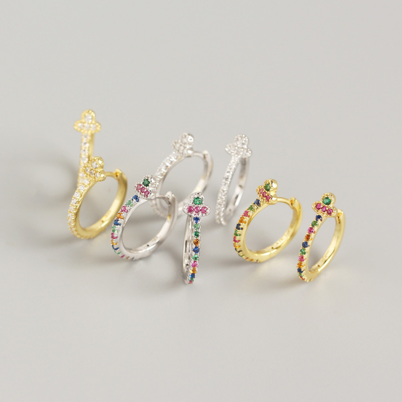 

European and American style S925 sterling silver INS color zircon light luxury earrings earrings design
