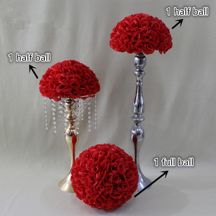 

16 Colors 15 CM to 50cm Available Upscale Artificial Silk Flower Ball Hanging Rose Kissing Balls For Wedding Party Decoration Su, White