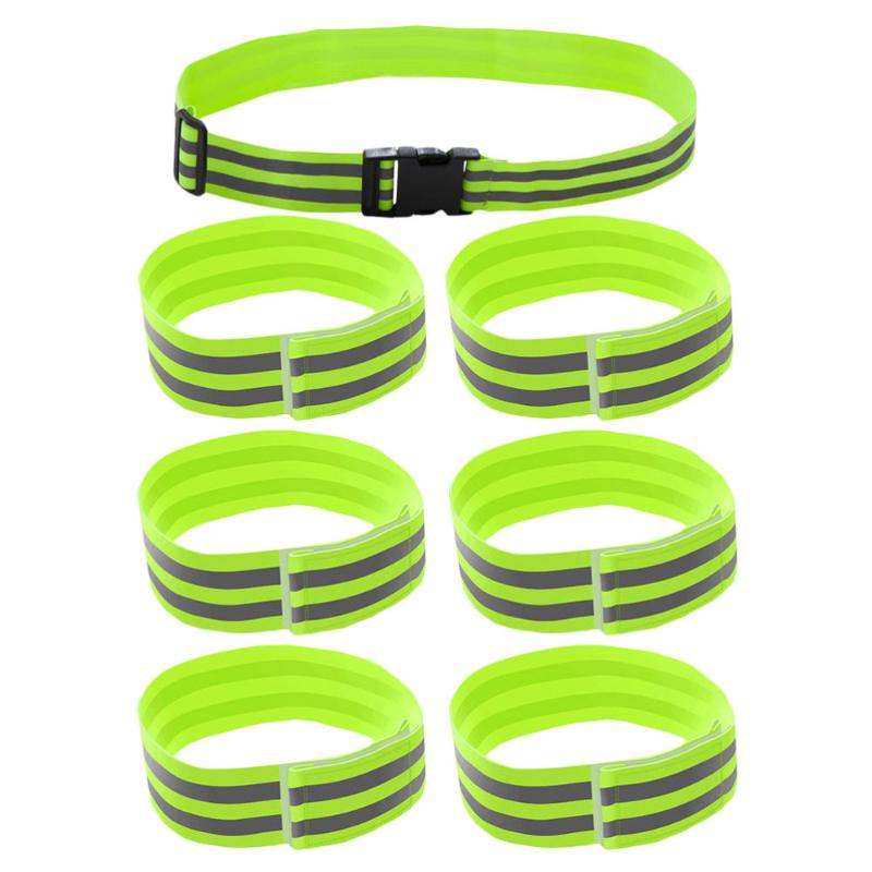 

7pcs Reflective Safety Band Durable Lightweight Practicable Reflective Wrist Band Belt for Night Spor, Green