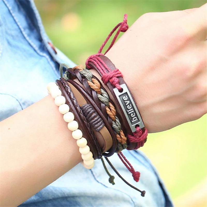 

Women Vintage Woven Multi-layer Leather Bracelet Accessories Leather Bracelet Fashion Luxury Casual Couple Jewelry Gift