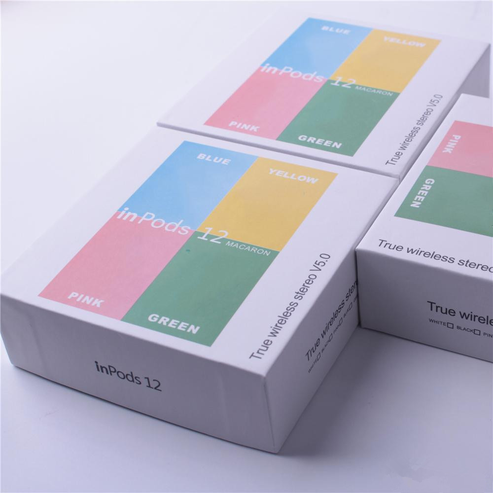 

Wireless Bluetooth Headphones i12 inpods 12 Macaron V5.0 Stereo Earphones Sports Sweatproof Headphone Touch Earbuds