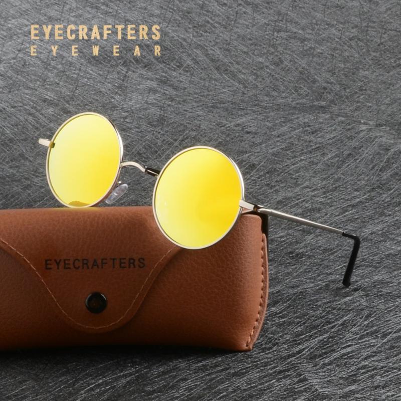 

Sunglasses Eyecrafters Metal Steampunk Round Polarized Mens Womens Gold Mirrored Coating Lens Eyewear Retro Vintage