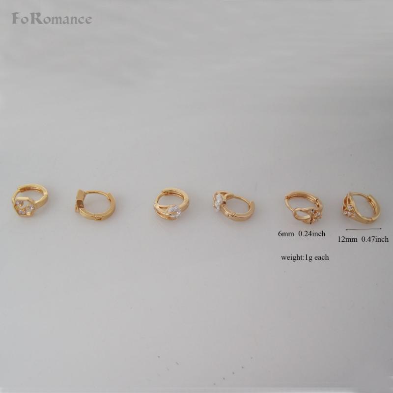 

MIN ORDER 10$ CAN MIX DESIGN/ THREE STYLES STONE YELLOW GOLD GP FILL BRASS ROUND HOOP DIA 12MM 0.47" EARRING/ GREAT GIFT