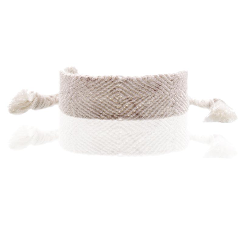 

2020 new fashion pure white single tone friendship bracelet misangas handwoven cotton embroidery cord versatile summer bracelet