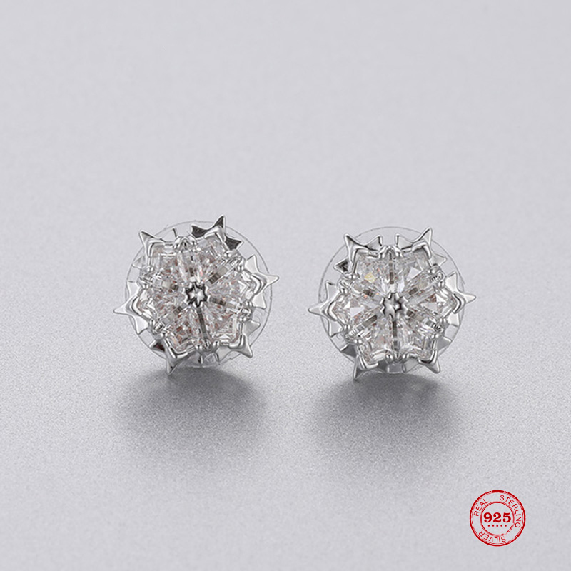 

Fashion Charm Sterling Silver Original , White Snowflake Pattern Elegant Generous Earrings Women Luxury Jewelry Gif