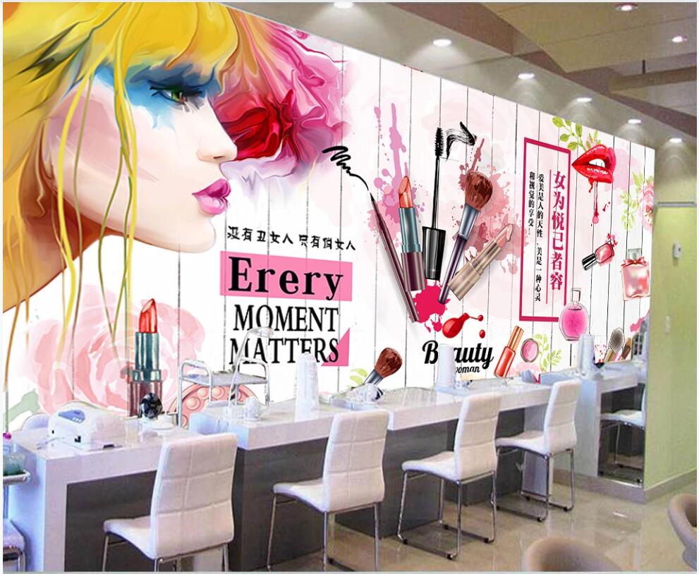 

3d wallpaper custom photo mural European and American fashion wood board cosmetics nail art decor 3d wall murals wallpaper for living room, Non-woven wallpaper